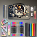 Federmäppchen personalisierbar  37-teiliges Schulset für Kinder mit Stiften & Zubehör  passend zum Galaxie und Astronauten