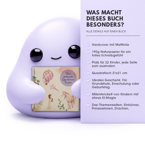 Freundebuch Einhorn & Prinzessinnen – Magisches Erinnerungsbuch mit Einhörnern, Drachen und Prinzessinnen-Design | Geschenk zur Einschulung
