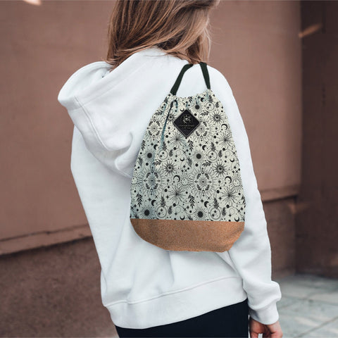 Magic Boho Endless Turnbeutel – Kork & recyceltes Polyester, nachhaltig, Sportbeutel, Kordelzug, Festival Tasche, Rucksack, Unisex