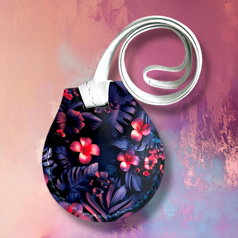 Sunset Bloom AirTag Case – Blumen Design, Kunstleder, AirTag Halter, Boho Stil, Schlüsselanhänger, Zubehör für Taschen & Rucksäcke