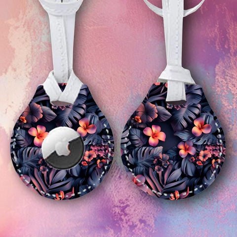 Sunset Bloom AirTag Case – Blumen Design, Kunstleder, AirTag Halter, Boho Stil, Schlüsselanhänger, Zubehör für Taschen & Rucksäcke