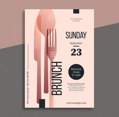 Brunch Einladung personalisiert – Flyer A5 modern, Einladungskarten Brunch Party, Einladung Freunde Familie Kollegen, individuell & stilvoll