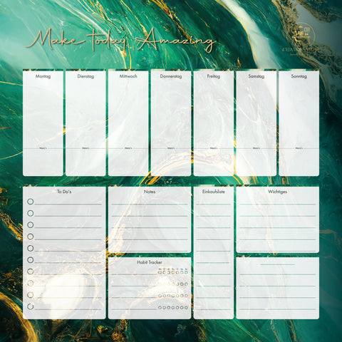 Wiederbeschreibbarer Acryl Familienplaner – Wochenplaner Wand Familie | Abwischbarer Wandkalender Organisation Küche | Personalisiert