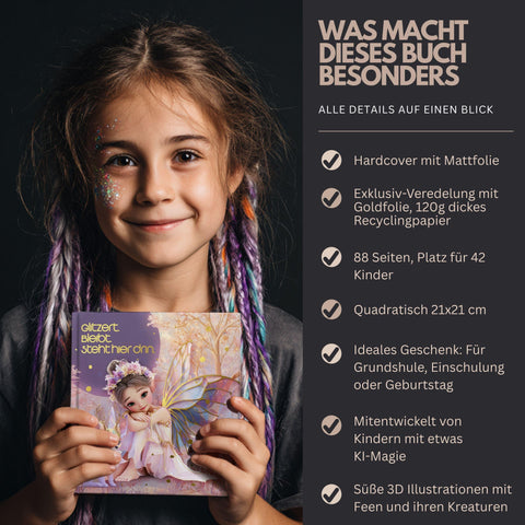 Freundebuch für Kinder – Feen & magische Kreaturen, Hardcover mit Goldfolienprägung