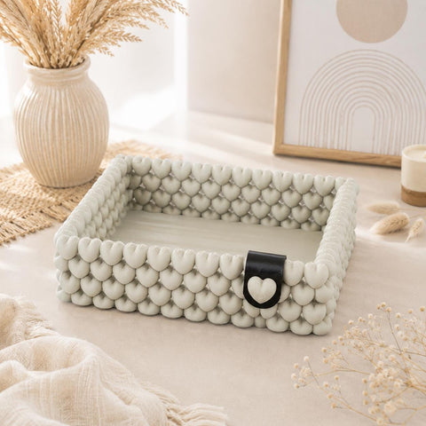 Malia Heart Bubble Körbchen | Boho Aufbewahrungskorb | Herz Organizer | Dekoschale für Bad, Wohnzimmer & Schlafzimmer