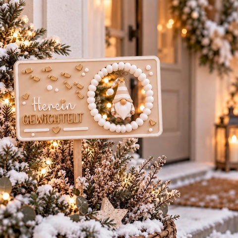 Wichtel Schild Hereingewichtelt | Willkommensschild für Wichtel Norbert | Weihnachtsdeko | Wichteltür Deko | 3D Druck