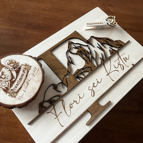 Personalisierte Holzbox – dein individuelles Geschenk mit Bergdesign