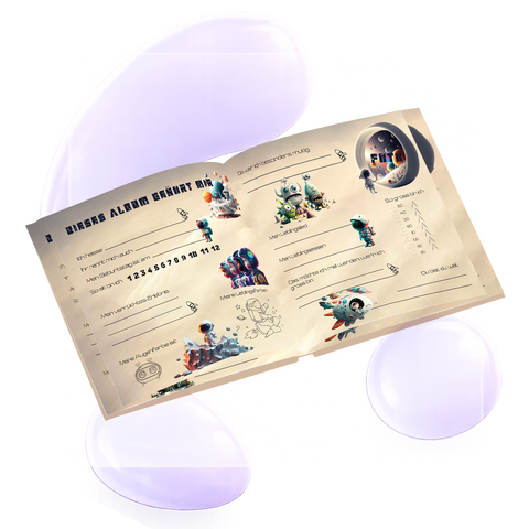 Freundebuch Galaxie Voyage – Magisches Erinnerungsbuch für Kinder mit Weltraum-Design | Quadratisch | Perfekt für Schule und Kindergarten