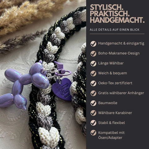 Handykette Crossbody aus Makramee – Handgefertigtes Handyband im Boho-Stil für Smartphone, Lanyard mit Karabiner & Anhänger