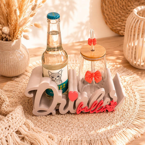 Drinkerbell V2 | Glashalter mit Glas & Flaschenhalter | Geschenk für beste Freundin | Feenhaftes Trinkglas (400ml) mit Schleife