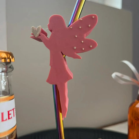 Drinkerbell Trinkhalter personalisiert | Flaschenhalter Set mit Untersetzer & Strohhalm | Aperol Halter | Fee Geschenk