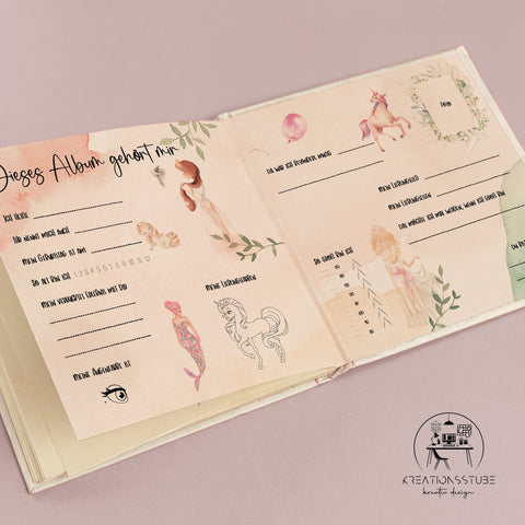 Freundebuch Einhorn & Prinzessinnen – Magisches Erinnerungsbuch mit Einhörnern, Drachen und Prinzessinnen-Design | Geschenk zur Einschulung