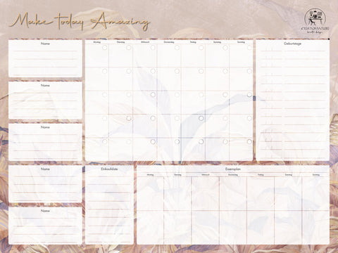 Familienplaner Monat mit Essensplan – Individueller Wandplaner aus Acrylglas | Wiederbeschreibbar & Abwischbar | Perfekt für dein Zuhause