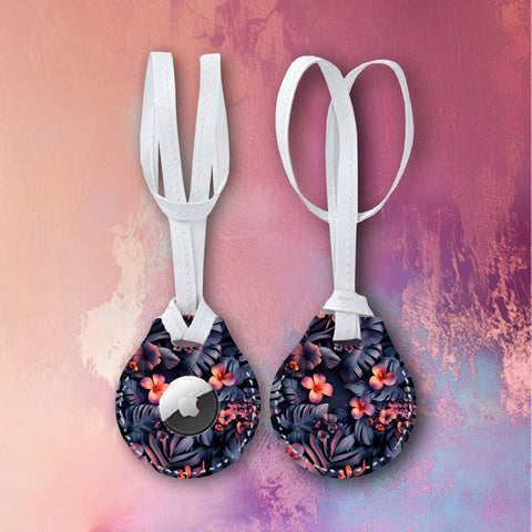 Sunset Bloom AirTag Case – Blumen Design, Kunstleder, AirTag Halter, Boho Stil, Schlüsselanhänger, Zubehör für Taschen & Rucksäcke