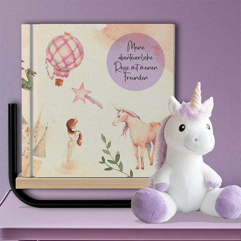 Freundebuch Einhorn & Prinzessinnen – Magisches Erinnerungsbuch mit Einhörnern, Drachen und Prinzessinnen-Design | Geschenk zur Einschulung