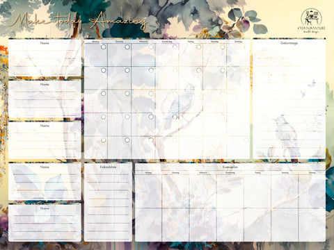 Familienplaner Monat mit Essensplan – Individueller Wandplaner aus Acrylglas | Wiederbeschreibbar & Abwischbar | Perfekt für dein Zuhause