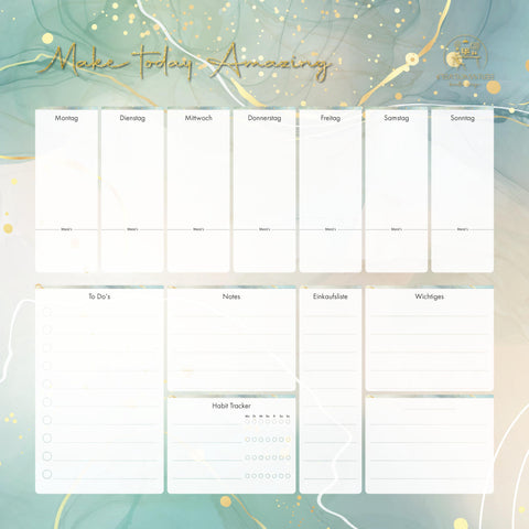 Familienplaner Woche – Wandplaner aus Acrylglas im Marmor Design| Wiederbeschreibbar & Abwischbar | Dein Planer Perfekt für dein Zuhause