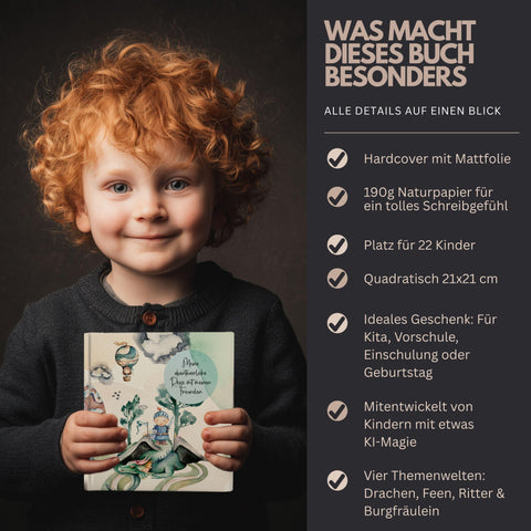 Freundebuch Drachen – Magisches Erinnerungsbuch für Kinder mit Drachen-Design | Perfekt für Schule & Kindergarten | Geschenk zur Einschulung