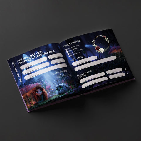 Freundebuch für Kinder – Feen & magische Kreaturen, Hardcover mit Goldfolienprägung