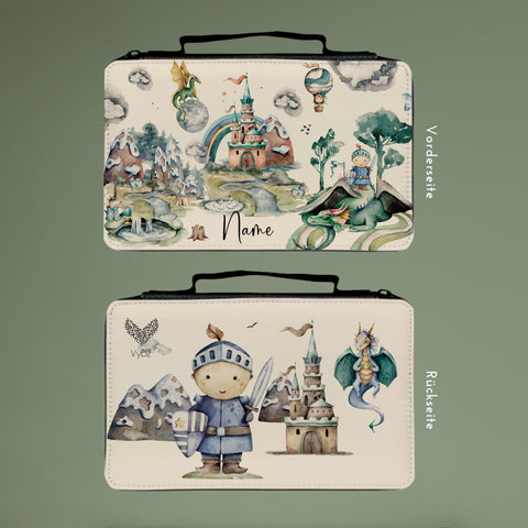 Federmäppchen personalisierbar  37-teiliges Schulset für Kinder mit Stiften & Zubehör  passend zum Drachen und Ritter