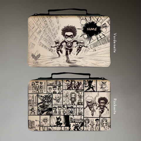 Federmäppchen personalisierbar  37-teiliges Schulset für Kinder mit Stiften & Zubehör  passend zum Comic-Freundebuch Superhelden