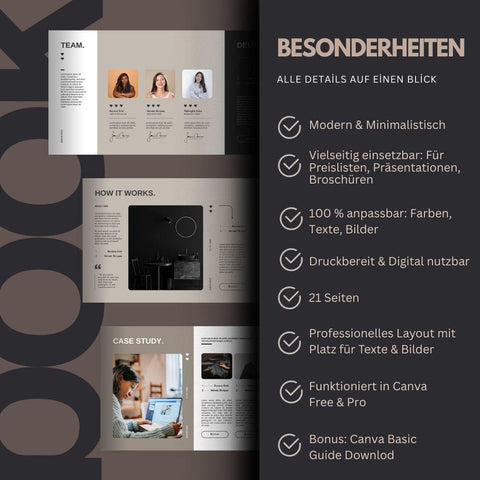 Professionelle Canva-Vorlage (21 Seiten). Ideal für Preislisten, Services & Angebote