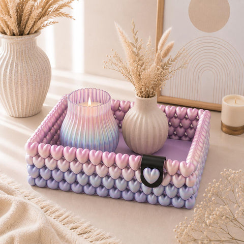 Malia Heart Bubble Körbchen | Boho Aufbewahrungskorb | Herz Organizer | Dekoschale für Bad, Wohnzimmer & Schlafzimmer