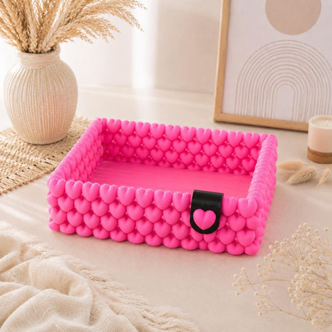 Malia Heart Bubble Körbchen | Boho Aufbewahrungskorb | Herz Organizer | Dekoschale für Bad, Wohnzimmer & Schlafzimmer