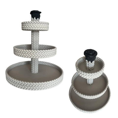 Alma Etagere | 3D gedruckte Etagere in Strickoptik | 2- oder 3-stöckig | Dekotablett | Schmuckständer | Boho Deko | Handmade