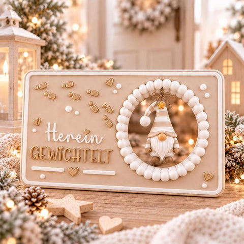 Wichtel Schild Hereingewichtelt | Willkommensschild für Wichtel Norbert | Weihnachtsdeko | Wichteltür Deko | 3D Druck