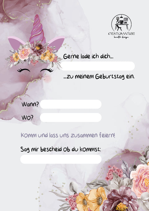 Geburtstags-Einladung Kids Einhorn