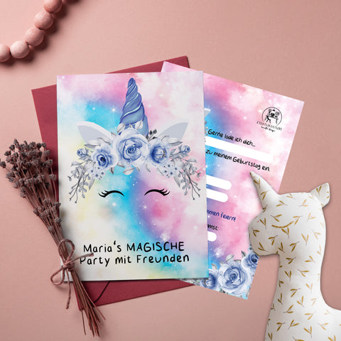 Geburtstags-Einladung Kids Einhorn